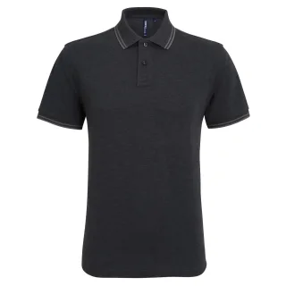 Asquith & Fox Herren Classic Fit Tipped Polo Shirt (Schwarzes Heidekraut/Charcoal)
