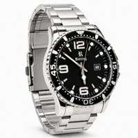 Rötting Design Quarzuhr Herren - Edelstahlarmband - Herrenuhr - schwarzes Zifferblatt, Gehäuse und Armband IP beschichtet, einseitig drehbare Lünette