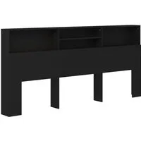 vidaXL Bett Kopfteil mit Ablagen Schwarz 220x19x103,5 cm (1-tlg)
