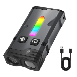 SEEKNITE EV10 1100LM EDC Keychain Flashlight Polypan-RGB Flash Color Clip-on Light Type-C Rechargeable Mini Portable Mag