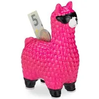 relaxdays Spardose Lama Spardose mit Sonnenbrille, Pink
