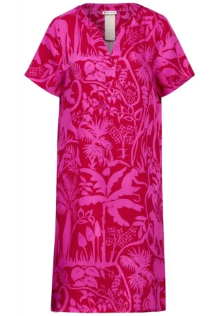 Street One - Viskose Kleid mit Print pink - Gr. - 34