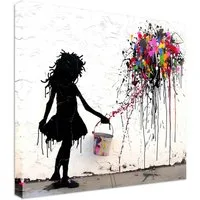 Leinwando Gemälde Leinwandbild Banksy Color Crash - Popart bilder / kunstdruck