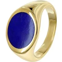 trendor Siegelring Damen925 Silber Vergoldet mit Blauem Farbstein Lapislazuli