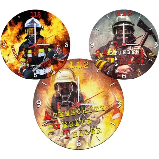 Stylische Wanduhr mit geräuscharmen Quarzuhrwerk Helden die durchs Feuer gehen 25cm