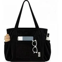 nsihing Umhängetasche Cord Tasche Damen, Groß Tote Bag Strandtasche mit Reißverschluss, Shopper Tasche, Elegant Handtasche für Arbeit Schule Gym