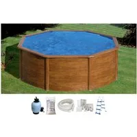 Gre Rundpool PACIFIC in Holzoptik inkl. Zubehör (Set, 4-tlg), Höhe: 120 cm, in versch. Größen erhältlich