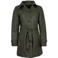 Maddox Lederjacke Borneo MADDOX - Damen Ledermantel Trenchcoat Lammnappa olive