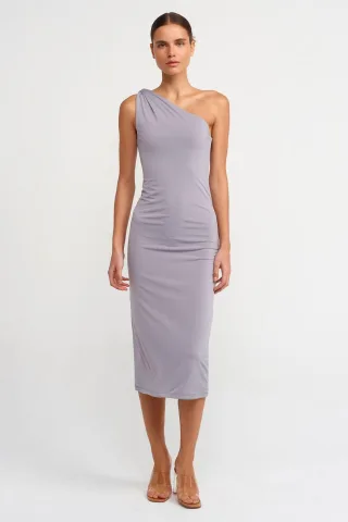 Asymmetrisches Midi Bodycon-Kleid mit einem Ärmel