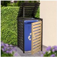 dobar Mülltonnenbox Mülltonnenverkleidung 120 L, schwarz-anthrazit, aus robustem lasiertem Fichtenholz
