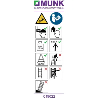 Munk Hinweis-Aufkleber für Stehleiter einseitig begehbar - 019142