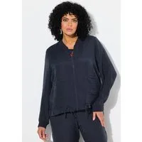 Ulla Popken Kurzjacke Blouson Tunnelzug Collegekragen Lyocell-Mix