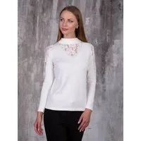 Passioni Strickpullover mit Stehkragen und Spitzendetails am Hals und an den Schultern
