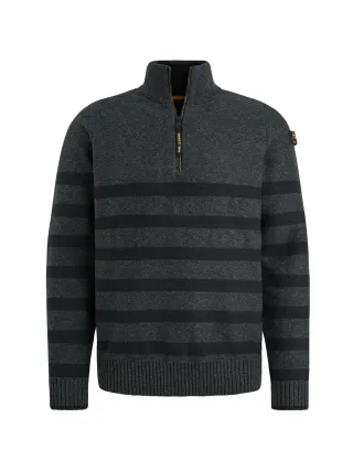 PME Legend - Half zip collar cotton rib knit antracite melee - Gr. - XL