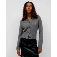 OPUS Strickjacke Dofur aus weichem Strick Verkürzte Länge mit geradem Schnitt und wandelbarem Kragen