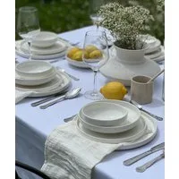 Zoha Geschirr-Set Pure Teller Set aus Porzellan in weiß (24-tlg), Porzellan, Spülmaschinengeeignet und Mikrowellengeeignet