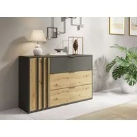Home affaire Kommode Kommode Loreto mit 3 Schubladen und eine Tür, B/T/H 125/36/80 cm, Kommode mit Schubladen und Drehtür sowie MDF-Lamellen