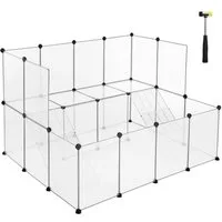 SONGMICS Kleintierkäfig Freigehege für Kaninchen, 2-stöckig mit Metallgittertreppen 143 x 108 x 92 cm
