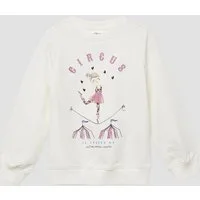 s.Oliver Sweatshirt Sweatshirt Sweatshirt aus Baumwollmix mit Glitzerprint und Applikation