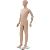 vidaXL Schneiderpuppe Ganzkörper-Schaufensterpuppe Kind mit Glassockel Beige 140 cm