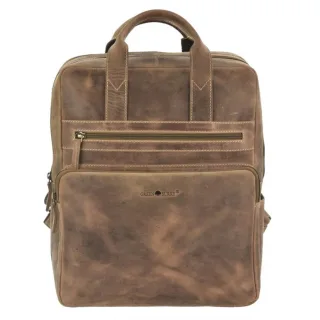 Großer Lederrucksack im Format A4 mit gepolstertem Laptopfach | Greenburry Vintage. Strukturierte Fächeraufteilung für Ihren Business-Alltag.