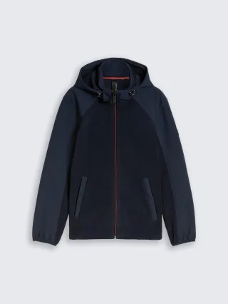 Tom Tailor - Hybrid Fleecejacke mit Kapuze sky captain blue - Gr. - XL