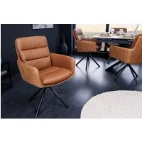 riess-ambiente Polsterstuhl BIG GEORGE cognac/schwarz - Echtleder & Microfaser, mit Armlehne (Einzelartikel, 1 St), 360° drehbar für flexibles Sitzen – ideal für Esszimmer oder Büro