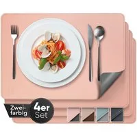 Loco Bird Platzset aus Kunstleder, 4er Set Zweifarbig, 43x30cm Lederoptik -, abwischbare Platzdeckchen Kunstleder