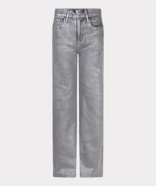 Esqualo - Gerade geschnittene Hosen mit Metallic-Beschichtung grau - Gr. - 34