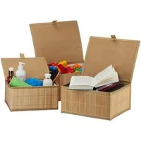 relaxdays Aufbewahrungskorb 3er Set, natur