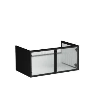 VitrA Liquid Waschtischunterschrank mit 2 Glastüren Wandmontage 100 cm Schwarz,66739 66739