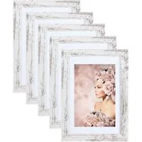 IDEAL TREND Bilderrahmen 5er Pack Holz Bilderrahmen Foto Plexi Rahmen Acryl Collage Wanddeko Po, für 5 Bilder (5 St), Natürliche Holzmaserung sichtbar, leichte Farbabweichungen möglich