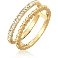 Elli Ring-Set Zweireihig Kugel Silberfarben Kristallen, Kugel