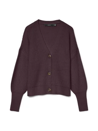 VERO MODA - VMLEA LS V-NECK CUFF CARDIGAN NOOS Winetasting - Gr. - XS