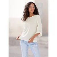 LASCANA 3/4-Arm-Shirt mit Knopfdetail aus weicher Waffel Piqué-Qualität