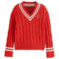 Next V-Ausschnitt-Pullover Strickpullover mit Zopfmuster und V-Ausschnitt (1-tlg)