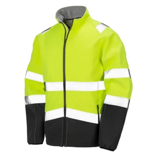 SAFE-GUARD by Result - Softshelljacke Zum Bedrucken für Herren - Sicherheit (Fluoreszierendes Gelb/Schwarz)