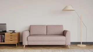 BRUNO Schlafsofa 140cm in Pink Blush Rosa | Klassik | stabiles Massivholz & Boxspringkomfort