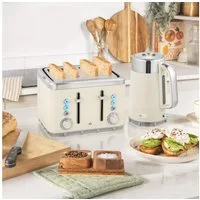 HOMCOM Frühstücks-Set Wasserkocher Toaster Set 1,7L mit Edelstahl-Innenraum 2200W (2-tlg), 4 Scheiben Toaster mit 7 Bräunungsstufen, Kalkfilter