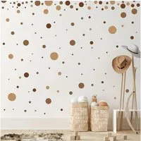Montegoni Wandsticker 4 Stück Boho Brown Dot Pattern Wandaufkleber, selbstklebend, (Schlafzimmer, Wohnzimmer), Abnehmbar, modern, aus Kunststoff, selbstklebend, mit Glitzerakzenten.