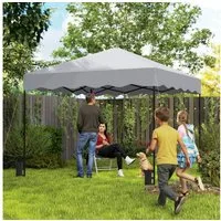 Outsunny Faltpavillon ca.3x3m, wasserabweisend Stabil Winterfest mit UV Schutz 50+, faltbar, mit 0 Seitenteilen, (Pop-up Pavillon, Partyzelt), mit Rolltasche, für Camping Garten, Hellgrau