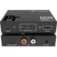 FeinTech AX130 HDMI eARC Audio Extractor Audio-Adapter zu 3,5-mm-Klinke, Toslink, Cinch L/R, für TV, mit Lautstärke-Steuerung