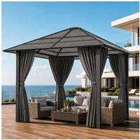HOMALL Pavillon 300x300/300x400cm Gartenpavillon Verdickter Aluminium-Pavillon, (Mit 4 Seitenteilen 180G extra dickes Polyestergewebe Wasserdicht, rostfrei und UV-beständig)