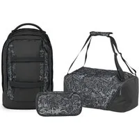 Satch Schulranzen Schulrucksack-Set PACK Street Ink 3-teilig (3-teilig), ergonomisch, Your-Size-System, 5 Fächer