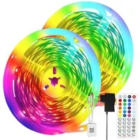 ZMH LED-Streifen RGB einstellbar mit Fernbedienung App LED-Streifen, 2-flammig, Music Sync