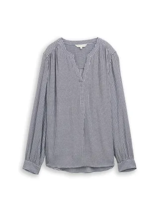 Tom Tailor - Bluse aus Viskose small blue brown dot print - Gr. - 38