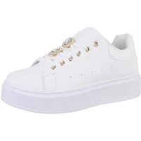 Ital-Design Damen Low-Top Freizeit Sneaker (86706299) Keilabsatz/Wedge Sneakers Low in Weiß