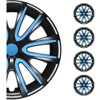 OMAC Radkappen 4x Radkappen 15 zoll Schwarz & Blau, (4-St) Einfache Installation, Leichtgewichtig, Waschstraßenfest