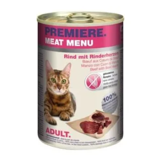 PREMIERE Meat Menu Nassfutter Katze Adult Rinderherzen 12x400 g