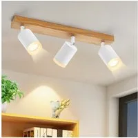 ZMH LED Deckenstrahler 2/3/4 Flammig GU10 Holz-Acryl Deckenleuchte 350° Drehbar Wohnzimmer, Einfache Installation, ohne Leuchtmittel, Weiß, 2 Installationsmethoden(Decken/Wandmontage) Vintage Flur